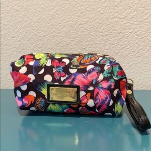 🌸$5 Betsey Johnson Butterfly  Cosmetic Bag Wristlet - Black and Multicolor